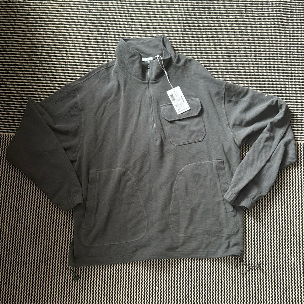 NWT helmut lang lightweight waffle 3/4 zip sweatshirt